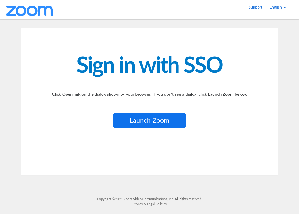 Zoom sign-in page